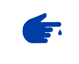 Hand with drop of blood